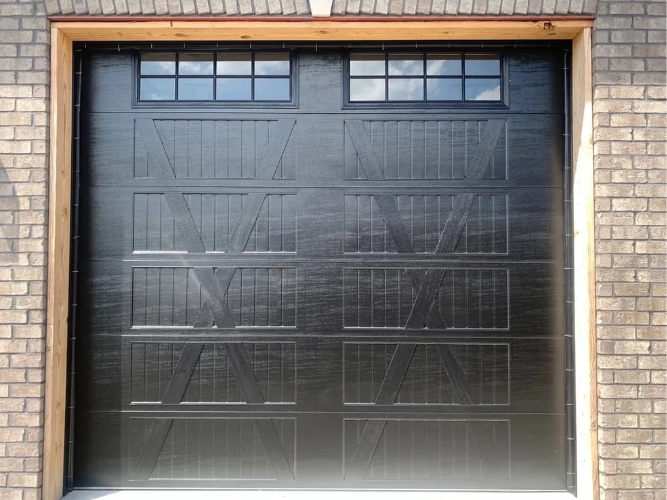 Black Garage Door with Windows