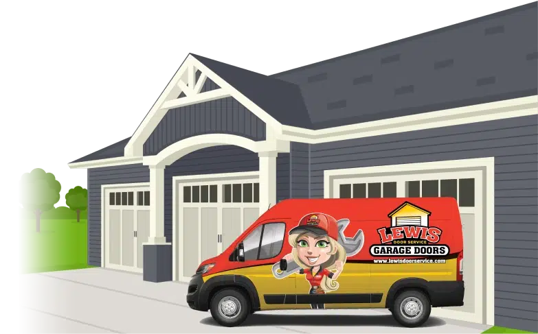 garage door with van